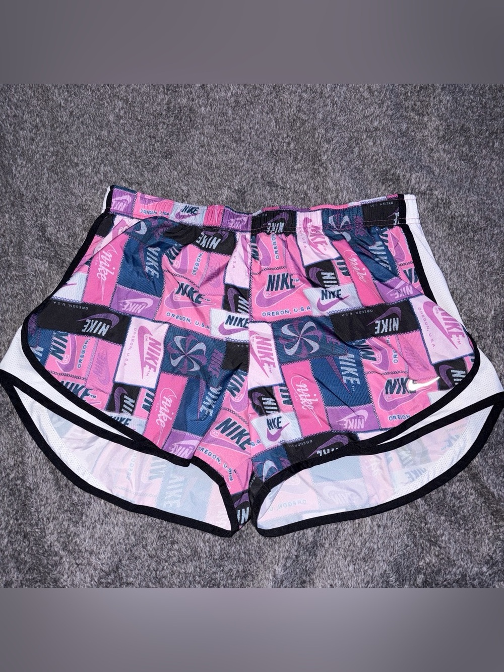 Nike Women’s Pink & Purple Logo Patchwork Athletic Shorts